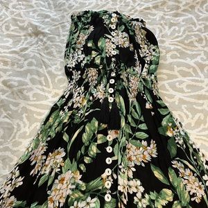 Strapless tropical maxi dress